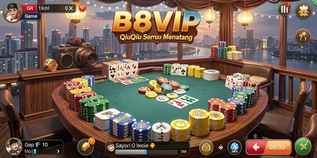 Tampilan gameplay seru dari B8VIP dengan kartu QiuQiu.