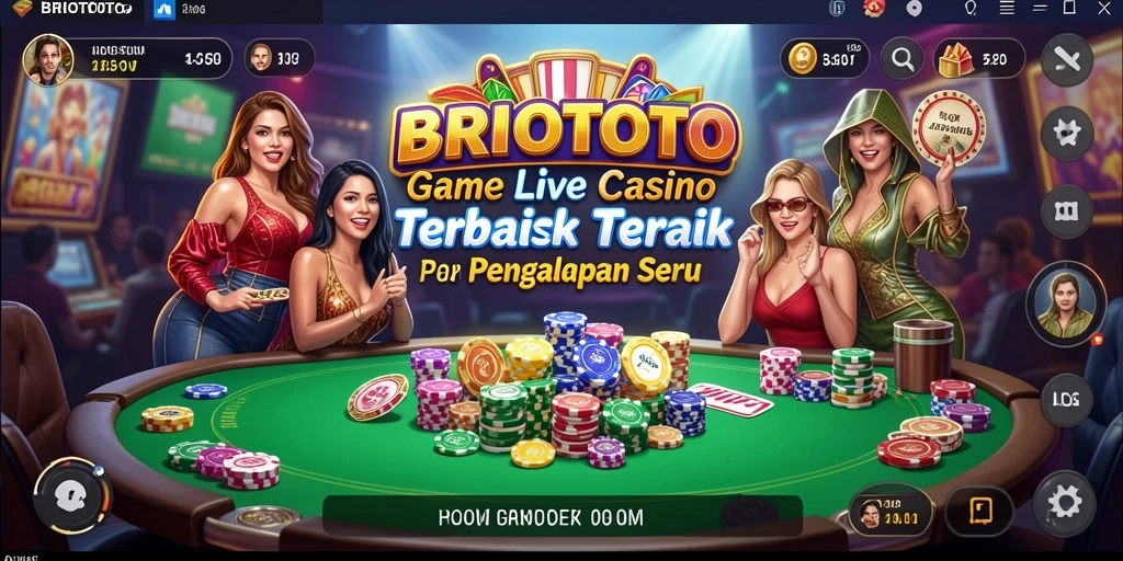 Tampilan gameplay BRIOTOTO dengan dealer langsung di meja permainan.