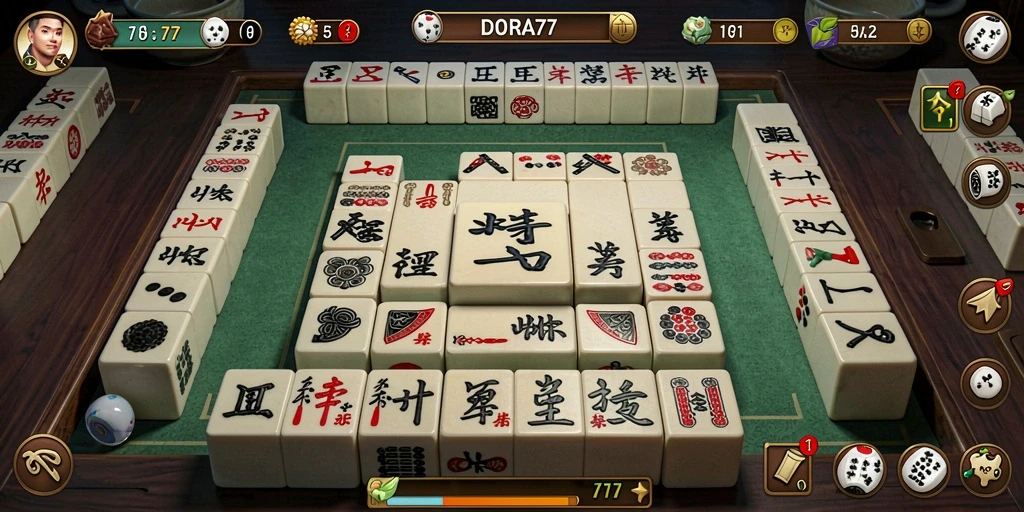 Screenshot DORA77 menampilkan gameplay seru dan menantang Mahjong.
