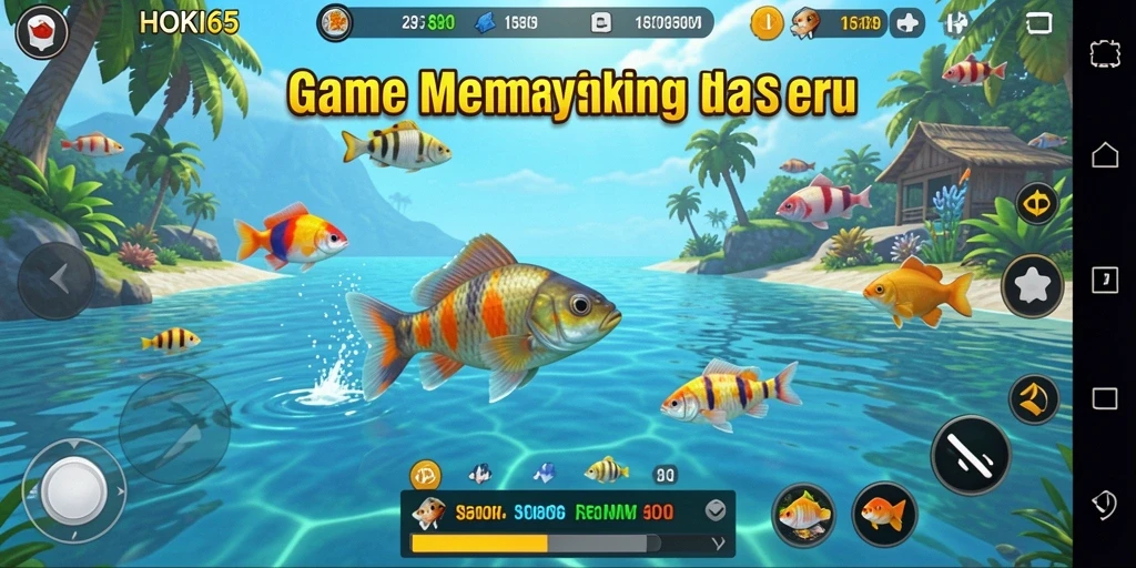 Tampilan gameplay HOKI65 dengan aksi memancing yang seru.