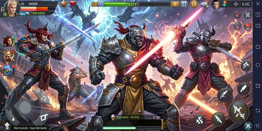Screenshot gameplay INS55 menampilkan aksi pertarungan yang seru dan grafis mengesankan.