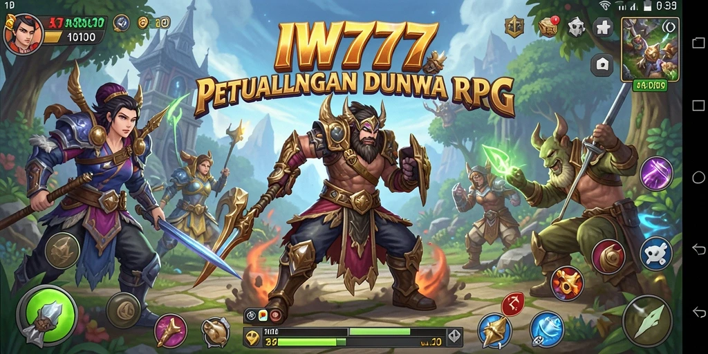 Tampilan gameplay IW777 yang penuh aksi dan strategi RPG.