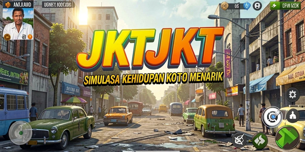 Gameplay menarik dalam JKTJKT dengan berbagai elemen kota.