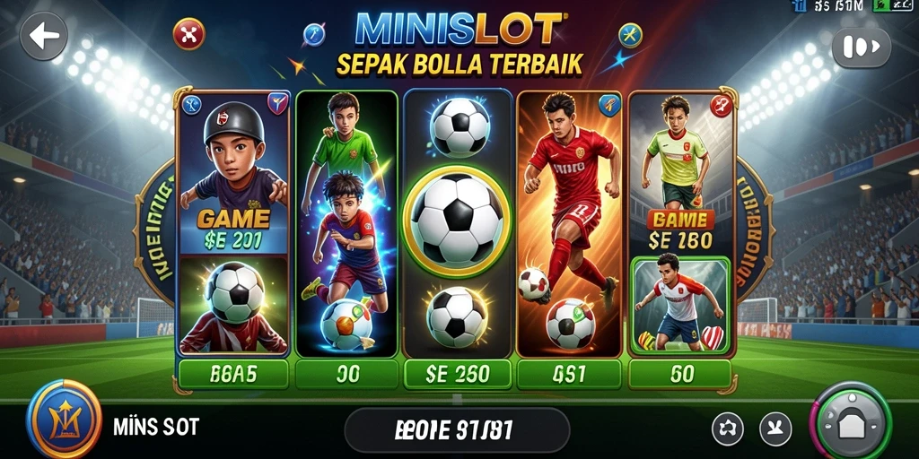 Tampilan gameplay <strong>MINISLOT</strong> dengan tema sepak bola yang seru.