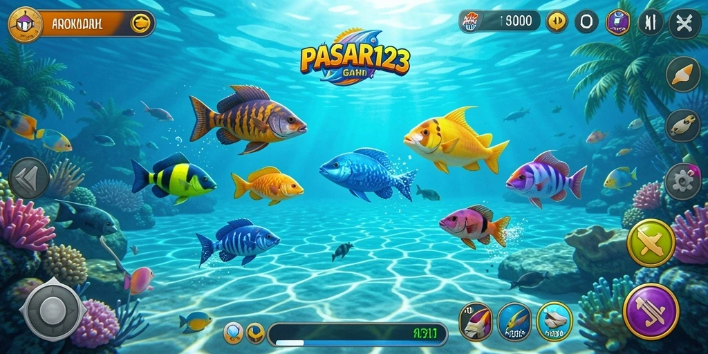 Tampilan menarik dari gameplay PASAR123 dengan aksi menembak ikan.