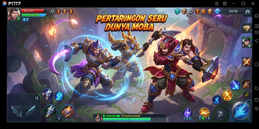 Tampilan gameplay PT777 yang seru dengan pertarungan antara tim.