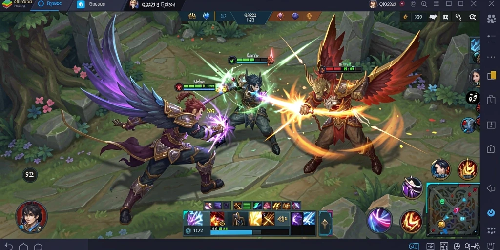 Tampilan aksi seru dalam game MOBA QQ222 yang menantang.