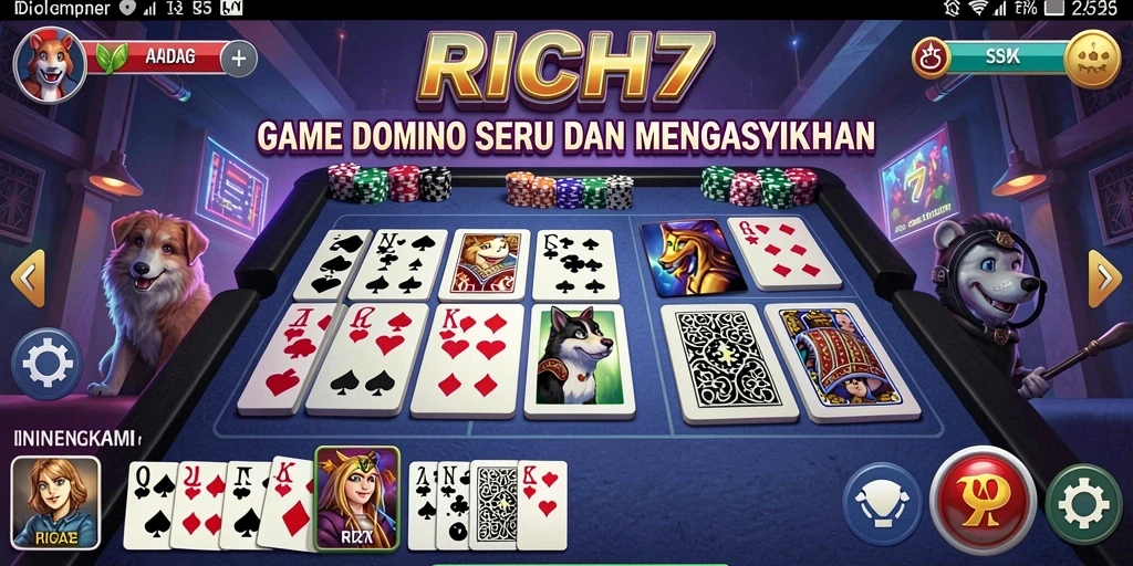 Screenshot RICH7 menampilkan aksi seru permainan Domino.