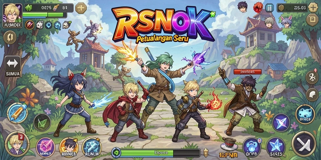 Screenshot gameplay RSNOK yang menunjukkan aksi seru dalam dunia anime.