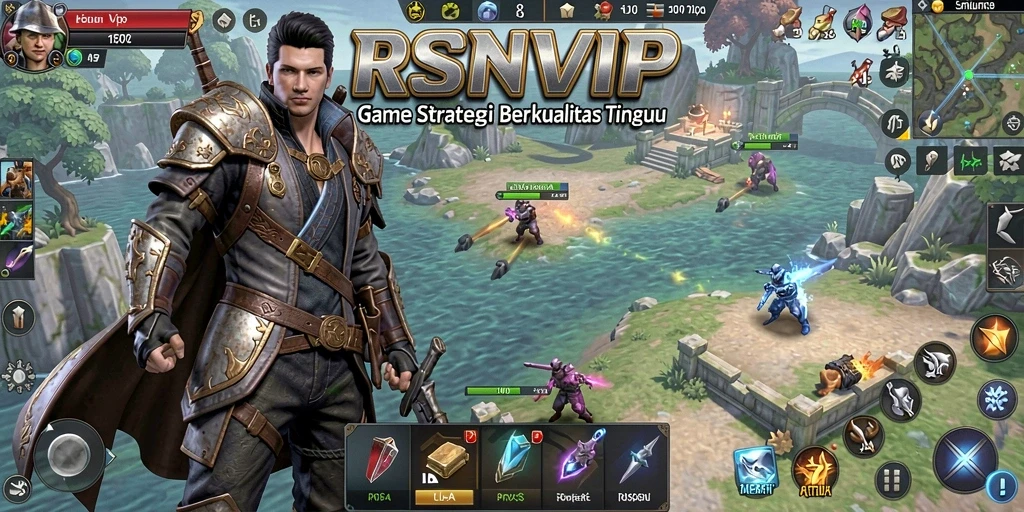 Screenshot utama RSNVIP menunjukkan aksi strategis dalam pertempuran.