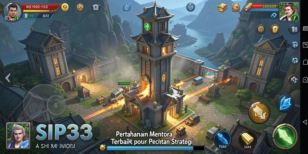 Screenshot SIP33 menampilkan gameplay Tower Defense yang intens dan strategis.
