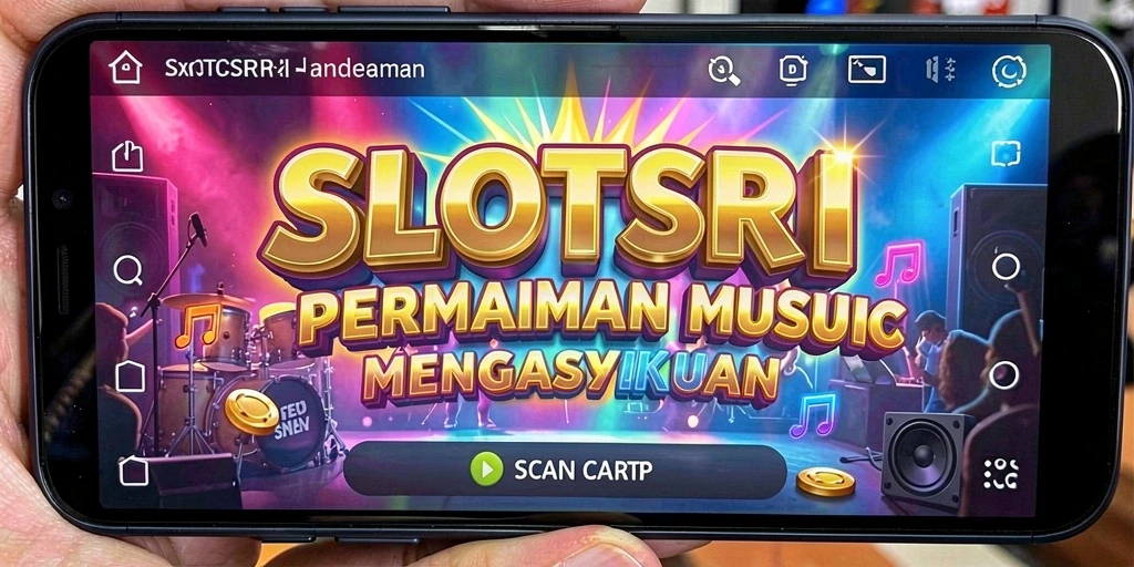 Tampilan gameplay SLOTSRI yang menampilkan musik dan slot.