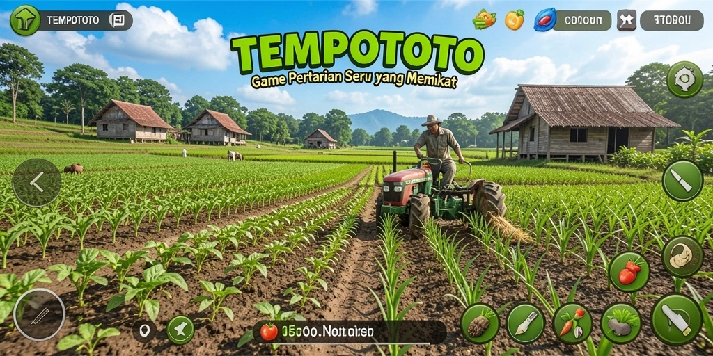 Tangkapan layar permainan TEMPOTOTO dengan aktivitas bertani.