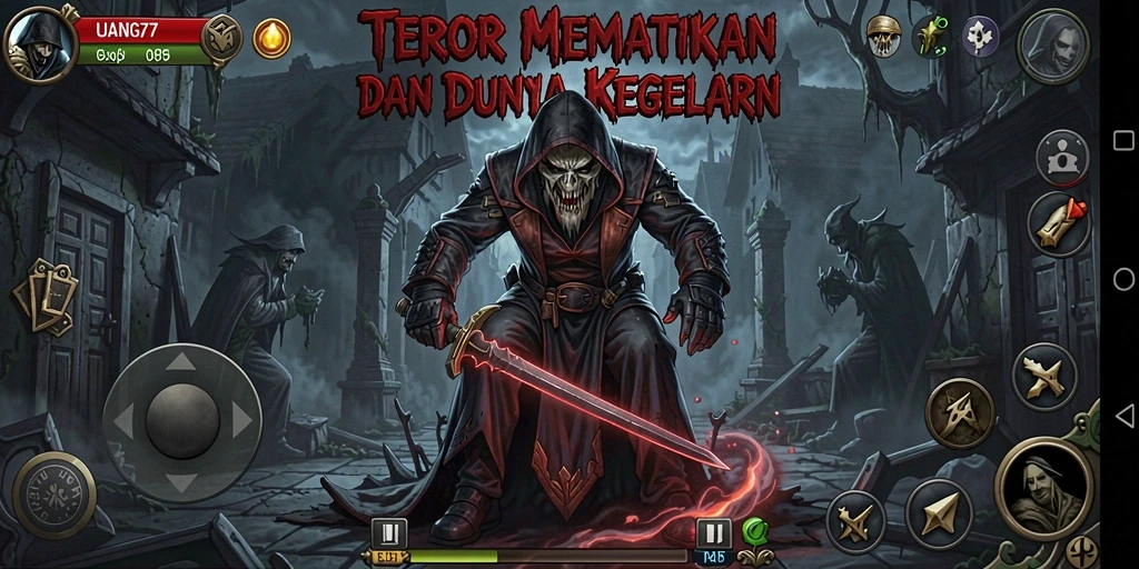 Tampilan gameplay menegangkan dalam UANG77 dengan efek suara yang mengerikan.