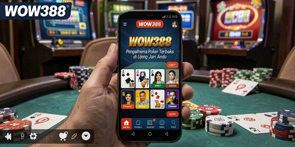 Tangkapan layar WOW388 menunjukkan pemain yang terlibat dalam permainan poker yang seru.